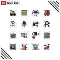 Universal Icon Symbols Group of 16 Modern Flat Color Filled Lines of grow business diet fast food bacon Editable Creative Vector Design Elements