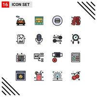 Universal Icon Symbols Group of 16 Modern Flat Color Filled Lines of grow business diet fast food bacon Editable Creative Vector Design Elements