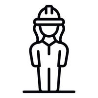 vector de contorno de icono de ingeniero de construcción femenina. mujer trabajadora