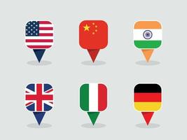 National Flags 3d Square Label Marker Shapes Set vector