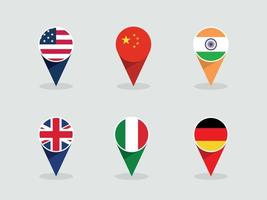 National Flags 3d Round Label Marker Shapes Set vector