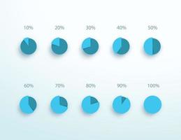 gráfico circular 3d porcentaje conjunto de vectores infográficos