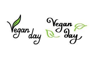 vegano texto dibujado a mano ilustración de letras vectoriales verdes. vector