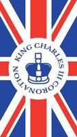 Poster for King Charles III Coronation with British flag vector illustration.