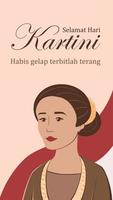 Selamat hari Kartini. Translation Happy Kartini day. vector