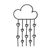 Hand drawn cloud with hearts doodle vector