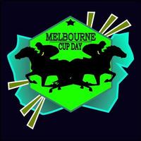 Melbourne Cup Day typography logo, Vector illustration. The Melbourne Cup is held on the first Tuesday in November and is one of the most famous horse races in the world.