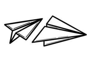 Paper plane doodle line vector icon.