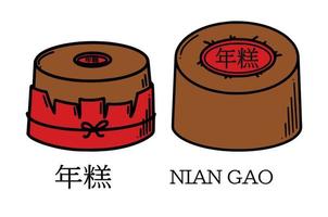 Nian gao, Chinese new year cake vector illustration. Chinese New year dessert niangao