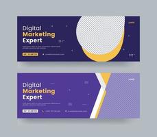 Digital Marketing template banner design for social media, Digital business marketing promotion timeline facebook and social media cover template vector