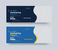 Digital Marketing template banner design for social media, Digital business marketing promotion timeline facebook and social media cover template vector