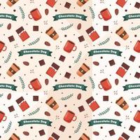 Chocolate Seamless Pattern Design with Choco Decoration in Template Hand Drawn Cartoon Illustration vector