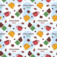 Chocolate Seamless Pattern Design with Choco Decoration in Template Hand Drawn Cartoon Illustration vector