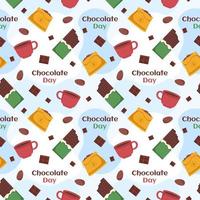 Chocolate Seamless Pattern Design with Choco Decoration in Template Hand Drawn Cartoon Illustration vector