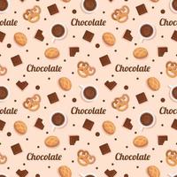 Chocolate Seamless Pattern Design with Choco Decoration in Template Hand Drawn Cartoon Illustration vector