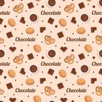 Chocolate Seamless Pattern Design with Choco Decoration in Template Hand Drawn Cartoon Illustration vector