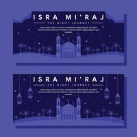 ilustración de banner horizontal de isra miraj en diseño plano vector