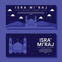 ilustración de banner horizontal de isra miraj en diseño plano vector