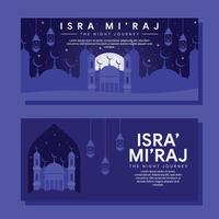 ilustración de banner horizontal de isra miraj en diseño plano vector