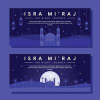 ilustración de banner horizontal de isra miraj en diseño plano vector