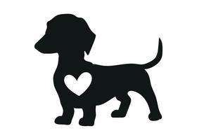 perro chihuahua silueta corazón icono logo vector
