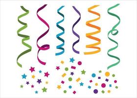 Ilustración colorida de confeti cayendo, elementos de celebración, aislados en fondo transparente. vector