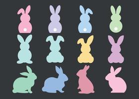 bunny cartoon silhouette, flat style. animal portrait vector illustration isolated on transparent background.