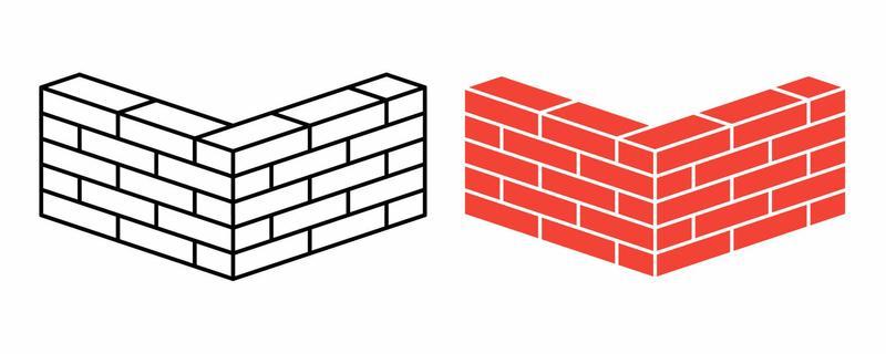 perspective brick wall icon set isolated on white background