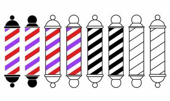 barber shop pole icon set isolated on white background vector