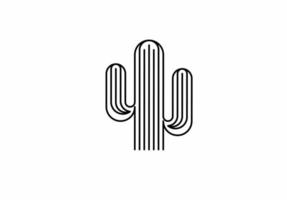 outline cactus logo icon isolated on white background vector