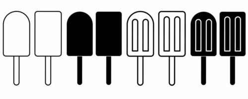 outline silhouette ice lolly icon set isolated on white background vector