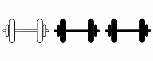 outline silhouette dumbbell icon set isolated on white background vector