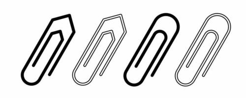 outline silhouette paper clip icon set isolated on white background vector