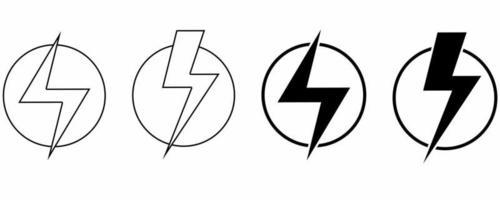 outline silhouette Lightning bolt icon set isolated on white background vector