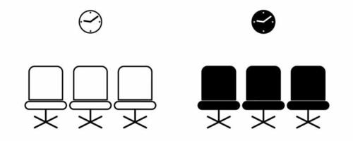 outline silhouette waiting room icon set isolated on white background vector