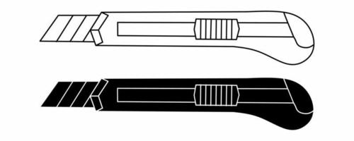 Contorno silueta cuchillo cortador conjunto de iconos aislado sobre fondo blanco. vector