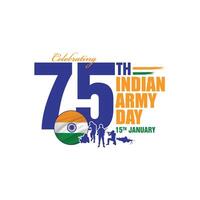 Celebrating the 75th Army day of India, the Republic day celebration concept, applauding victory, people appreciating, clapping, and saluting Indian army soldiers are in action, Army day logo vector