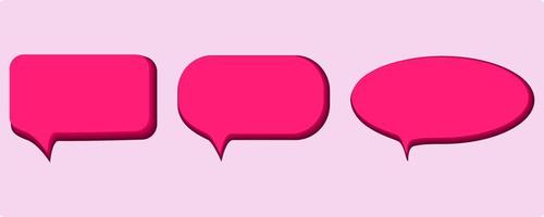 illustration of speech balloon set in pink color with 3D effect vector