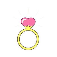 anillo con una piedra en forma de corazón hacer una propuesta de matrimonio vector