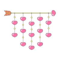 Pano on wall Arrow of Cupid with Macrame with Heart Isolated Element for Day of Valentine vector