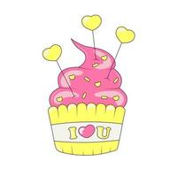 Holiday Cake Day of Valentive Treat Cupcake with Cream vector
