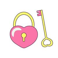 Lock in the Shape of a Heart and a Key to it Isolated Element for Day of Valentine vector