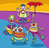 grupo de personajes de payasos y comediantes divertidos de dibujos animados vector