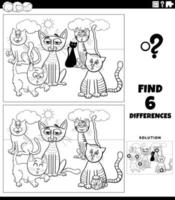 juego de diferencias con gatos de dibujos animados para colorear página vector