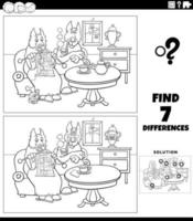 differences game with cartoon senior dogs coloring page vector