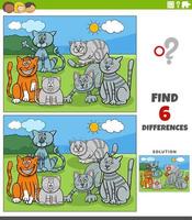 differences task with cartoon cats animal characters vector