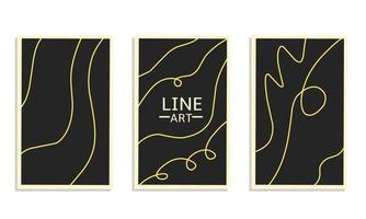 Set wall art minimalism abstract line art vector