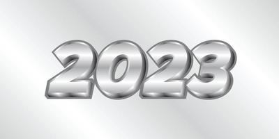 3d feliz año nuevo 2023 con textura de metal vector