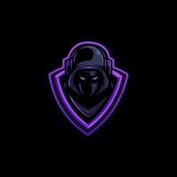 asesino ninja esport juego mascota logo diseño ilustración vector