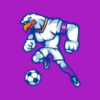 Eagle cartoon mascot for soccer team vector
